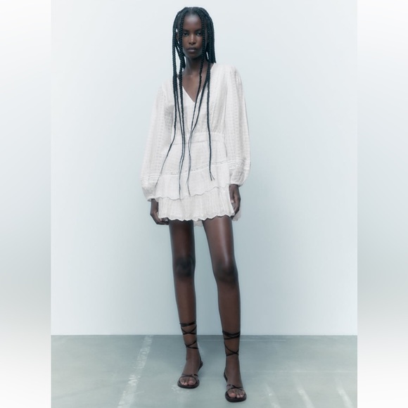 NWT Zara Lace Insert Mini Dress- Size S - Picture 2 of 4